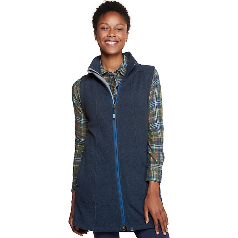 TOAD & CO Blue Arriva Long Vest Wool